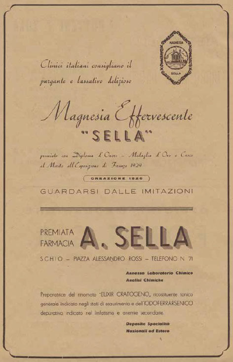 Pubblicità storica della Magnesia Effervescente Sella